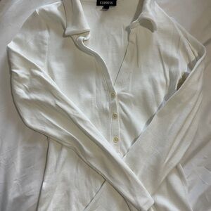 Express Classic White Ribbed Top